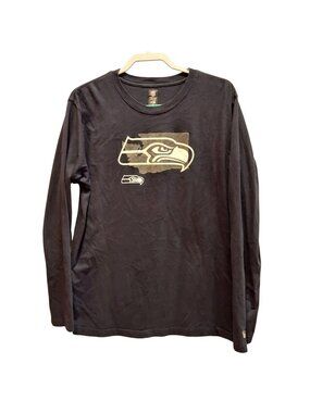 Seattle Seahawks NFL Team Apparel Long Sleeve Tee Shirt Mens L Black Washington